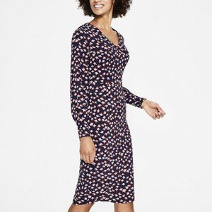 NEW! BODEN navy floral "Hannah" fitted sheath long sleeve dress SZ 4